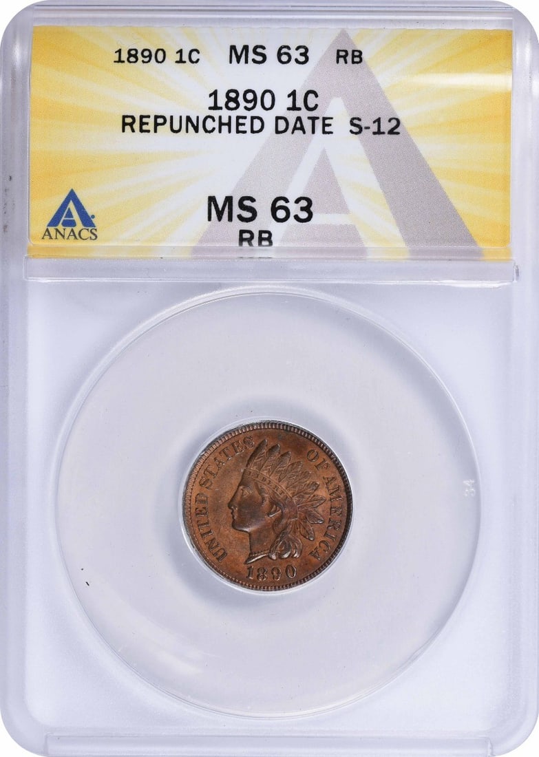 ANACS MS63RB 1890 Indian Head Small Cent Copper: ANACS MS63RB 1890 Indian Head Small Cent Copper This 1890 Indian Head Cent is an uncirculated coin graded MS63 Red Brown (RB) by ANACS. Struck in copper, it is a small cent from the United States with