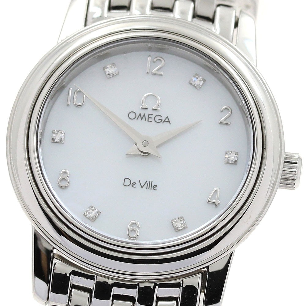 Omega De Ville Prestige Quartz Womens Stainless Steel Watch 4570.75: Omega De Ville Prestige Quartz Womens Stainless Steel Watch 4570.75 This OMEGA De Ville Prestige Quartz wristwatch features a stainless steel case and bracelet, complemented by a white mother-of-pearl