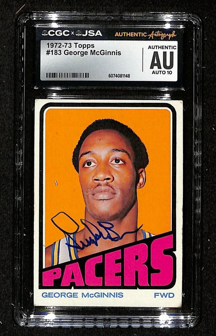 George McGinnis HOF Signed 1972-73 TOPPS Rookie Card #183 CGC JSA GEM MINT 10 (1 of 2)