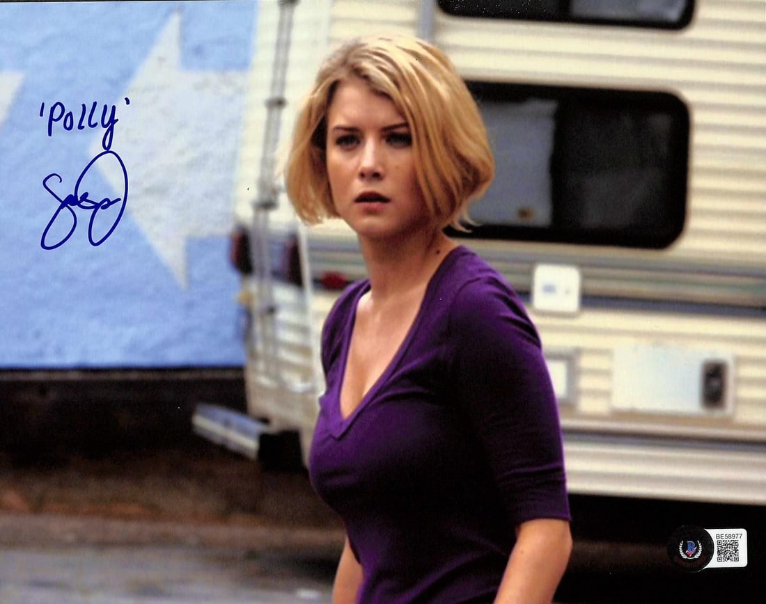 Beckett Authenticated Sarah Jones Polly 8x10 Signed Photo Sons of Anarchy: Beckett Authenticated Sarah Jones Polly 8x10 Signed Photo Sons of Anarchy This is a signed 8x10 photograph featuring actress Sarah Jones, inscribed with her character name "Polly" from the TV series S