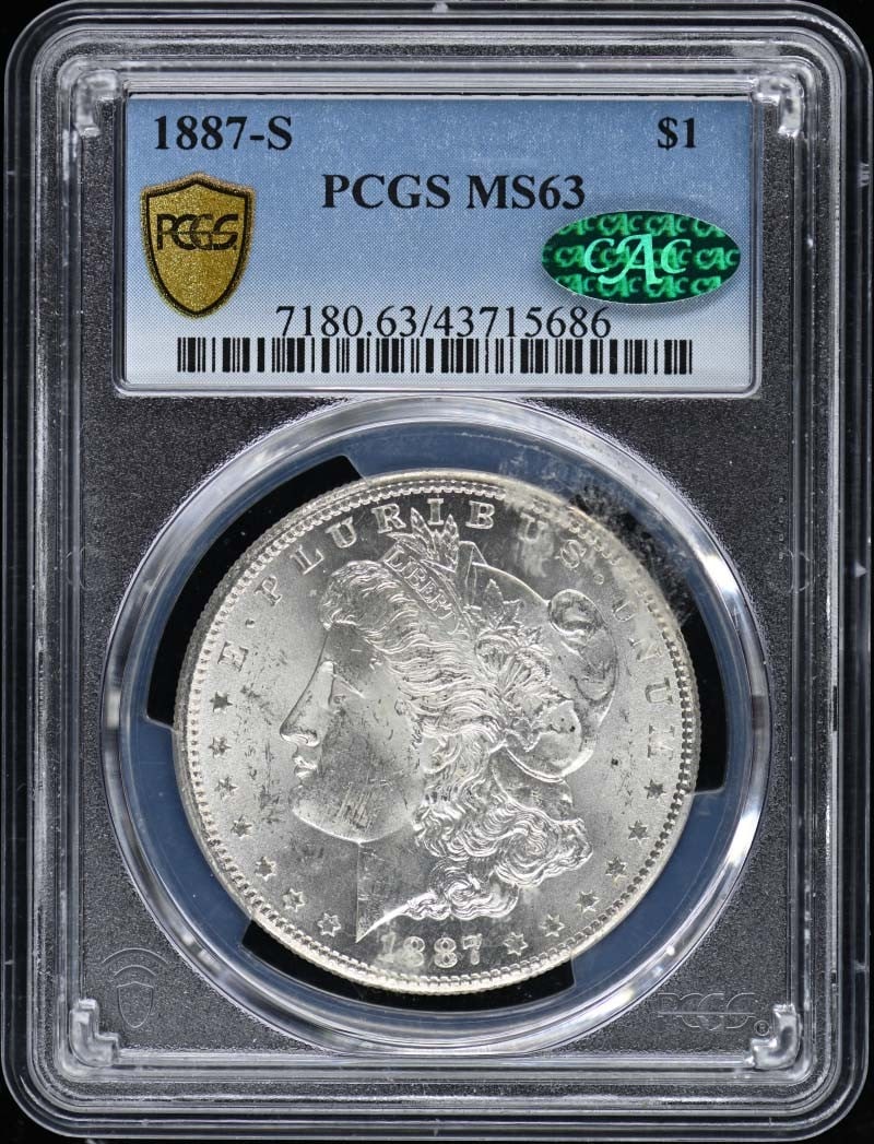 1887-S Morgan Dollar PCGS MS63 CAC Certified Uncirculated (1 of 2)