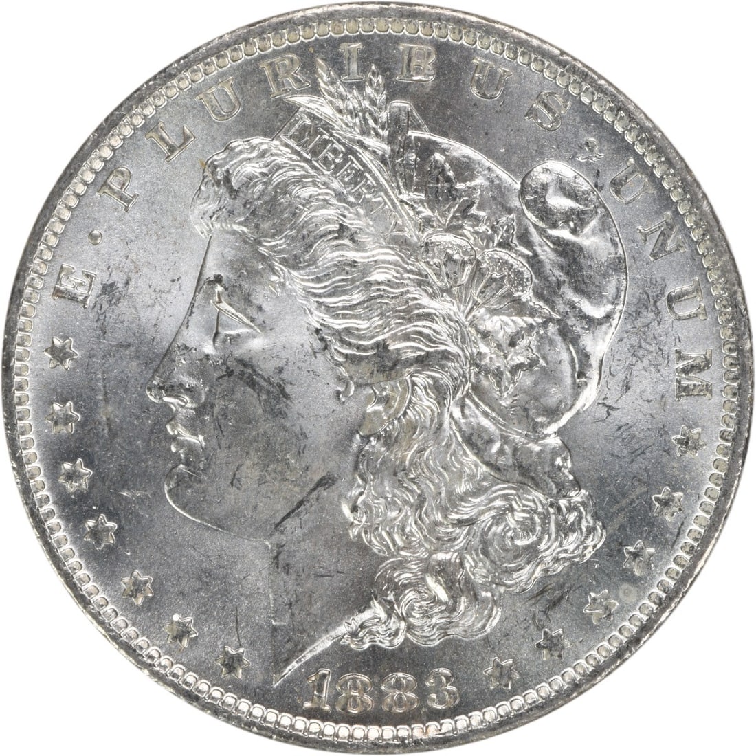 Choice BU 1883-O Silver Morgan Dollar Uncirculated Uncertified US Coin: Choice BU 1883-O Silver Morgan Dollar Uncirculated Uncertified US Coin This 1883-O Morgan Silver Dollar is a Choice Brilliant Uncirculated coin. It is uncertified and composed of silver. Minted in New
