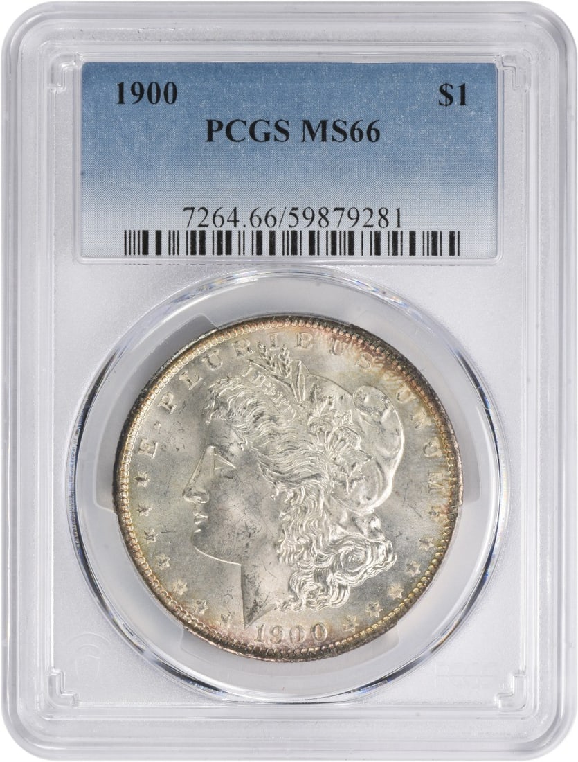 1900 Morgan Silver Dollar MS66 PCGS Uncirculated 90% Silver Coin: 1900 Morgan Silver Dollar MS66 PCGS Uncirculated 90% Silver Coin This 1900 Morgan Silver Dollar is graded MS66 by PCGS, reflecting its exceptional uncirculated condition. Struck in Philadelphia, this 