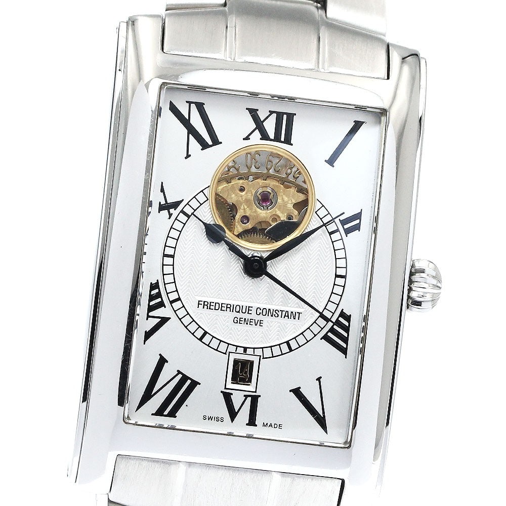 Frederique Constant Classic Carre Heartbeat Automatic Date Watch: Frederique Constant Classic Carre Heartbeat Automatic Date Watch This Frederique Constant Classic Carre Heartbeat Date wristwatch features a stainless steel case and bracelet with a silver dial. The w
