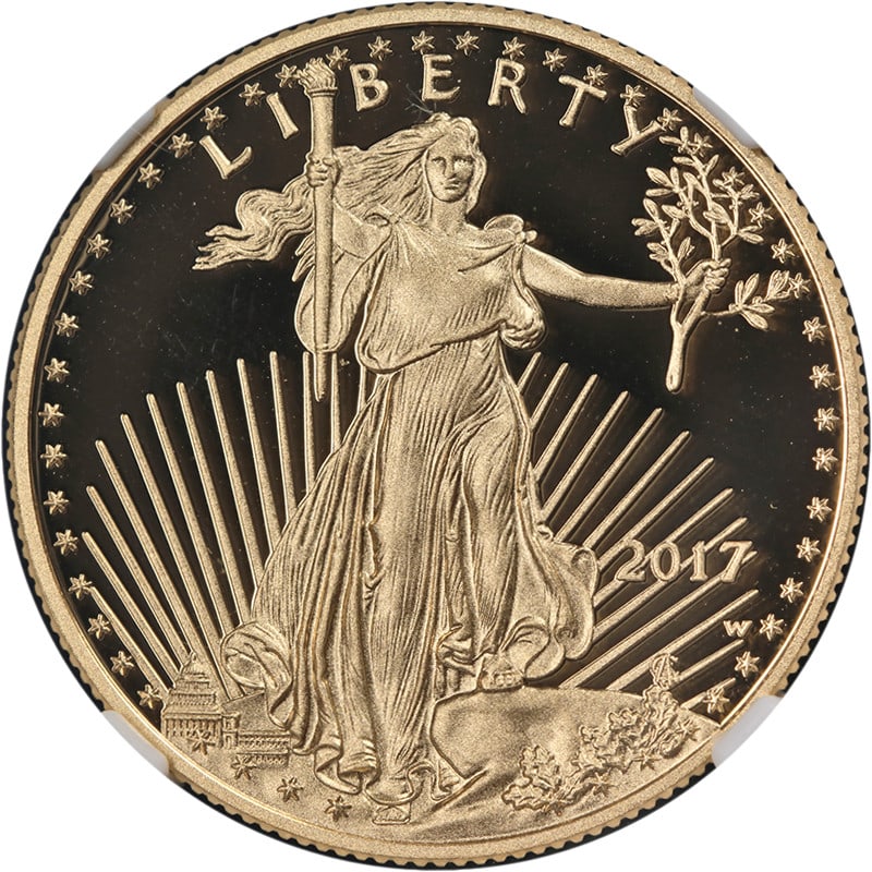 2017-W $25 Gold American Eagle Proof NGC PF70 Ultra Cameo Early Releases: 2017-W $25 Gold American Eagle Proof NGC PF70 Ultra Cameo Early Releases This 2017-W Gold American Eagle $25 Proof coin is graded by NGC as PF70 Ultra Cameo Early Releases. Struck from 0.9167 fine gol
