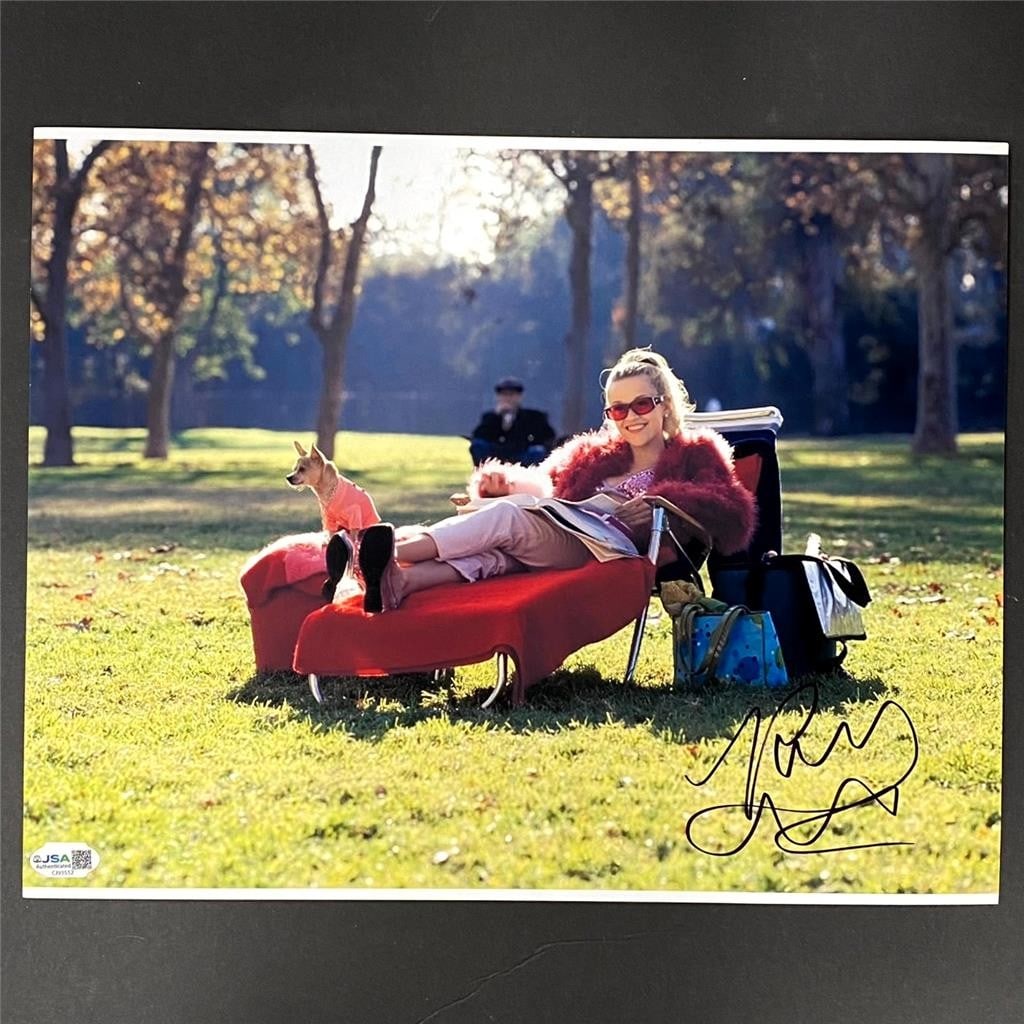 11x14 Reese Witherspoon Legally Blonde signed photo JSA: 11x14 Reese Witherspoon Legally Blonde signed photo JSA This is an original 11x14 photograph from Legally Blonde, signed by Reese Witherspoon. The autograph has been authenticated by James Spence Auth