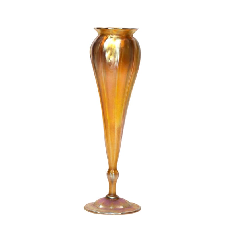 Tiffany Favrile gold floriform art glass vase (1 of 2)