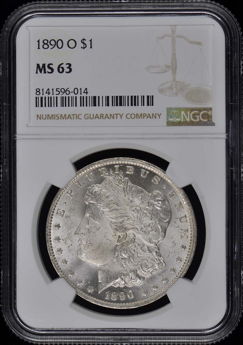 1890-O NGC MS63 Uncirculated Morgan Dollar Coin: 1890-O NGC MS63 Uncirculated Morgan Dollar Coin This 1890-O Morgan Dollar is a must-have for coin collectors. Certified by NGC with a grade of MS63, this uncirculated coin hails from the New Orleans m
