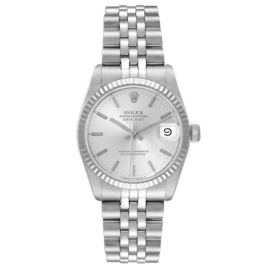 Rolex Datejust Ladies Fluted Bezel Jubilee Bracelet Ref 68274: Rolex Datejust Ladies Fluted Bezel Jubilee Bracelet Ref 68274 This ladies' Rolex Datejust features a silver stick dial, a fluted bezel, and a D-Link Jubilee bracelet. The watch is identified by refere