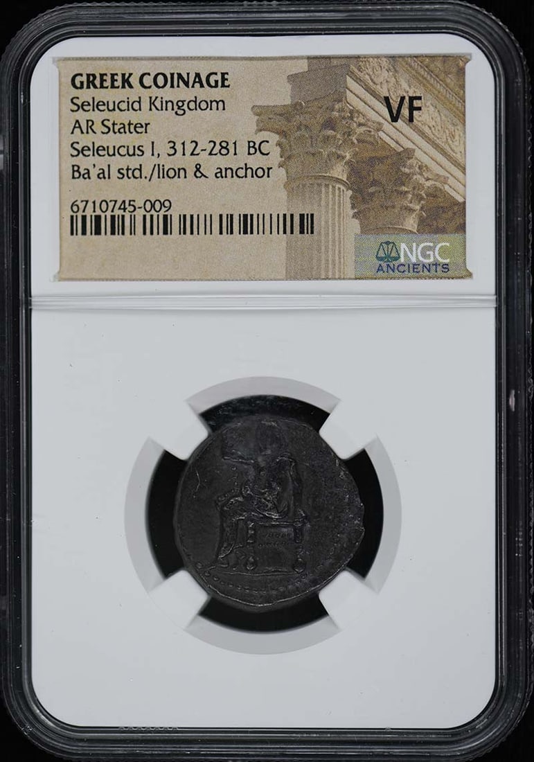 Seleucus I Seleucid Kingdom AR Stater NGC VF20 Ancient Greek Coin: Seleucus I Seleucid Kingdom AR Stater NGC VF20 Ancient Greek Coin This ancient Greek silver coin is an AR Stater from the Seleucid Kingdom, issued under Seleucus I between 312 and 281 BC. The coin has