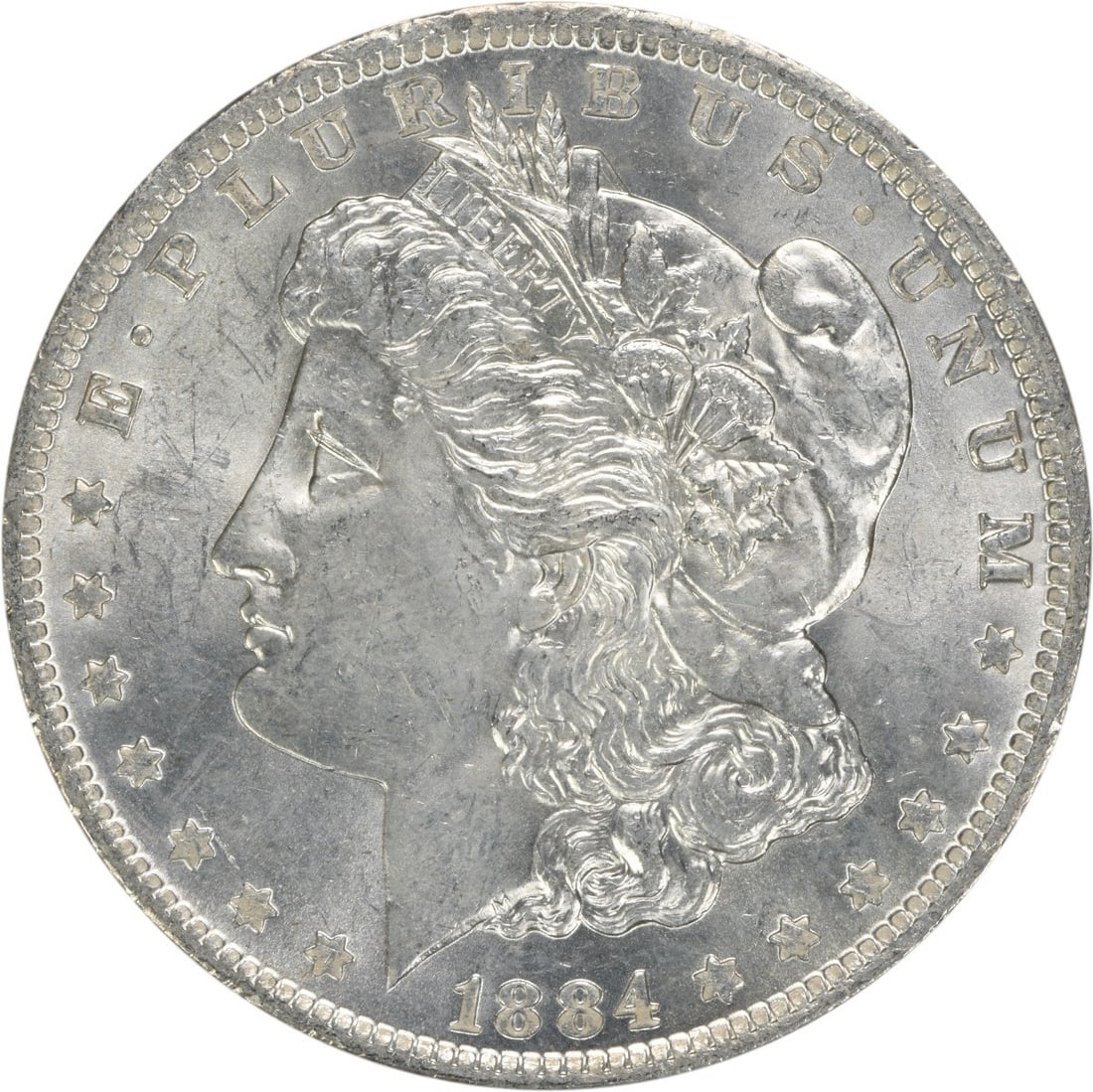 Choice BU 1884-O Silver Dollar Morgan Uncertified: Choice BU 1884-O Silver Dollar Morgan Uncertified This 1884-O Morgan Silver Dollar is a Choice Brilliant Uncirculated coin from the New Orleans Mint. Composed of silver, it remains uncertified and is 