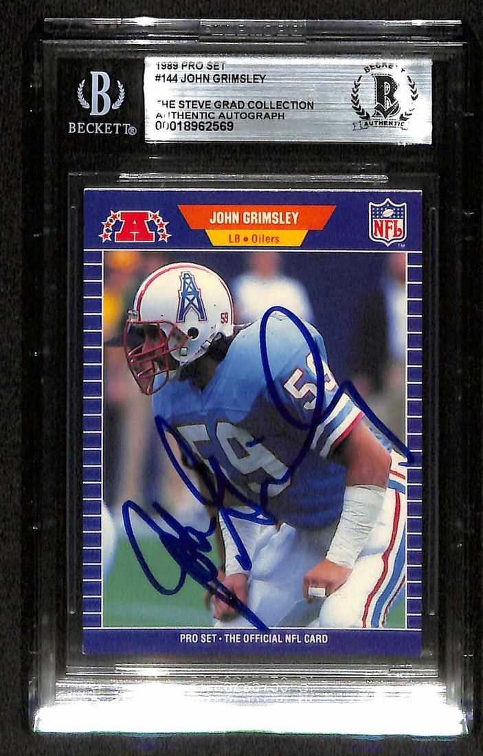 Beckett Slabbed 1989 Pro Set John Grimsley Oilers Autographed Card (1 of 1)