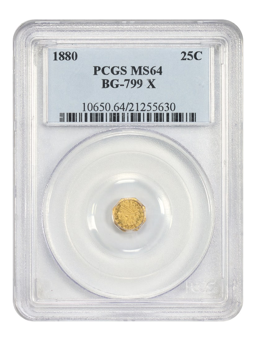 1880 California Fractional Gold 25C PCGS MS64 Territorial Coin (1 of 4)