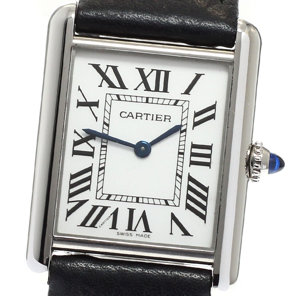 Cartier Tank Must LM Quartz Men's Stainless Steel Silver Dial Watch: Cartier Tank Must LM Quartz Men's Stainless Steel Silver Dial Watch This is a pre-owned Cartier Tank Must LM wristwatch for men, featuring a stainless steel case and a silver dial. Powered by a quartz