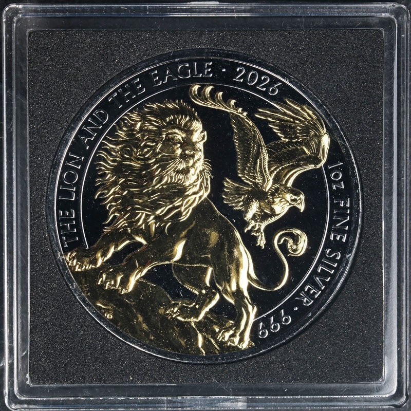 2026 Great Britain 1 oz Silver Golden Enigma Lion Eagle Coin: 2026 Great Britain 1 oz Silver Golden Enigma Lion Eagle Coin 2026 Great Britain 1 Ounce Silver Lion & Eagle Golden Enigma coin. It is described as uncirculated, composed of silver with 0.999 fineness,