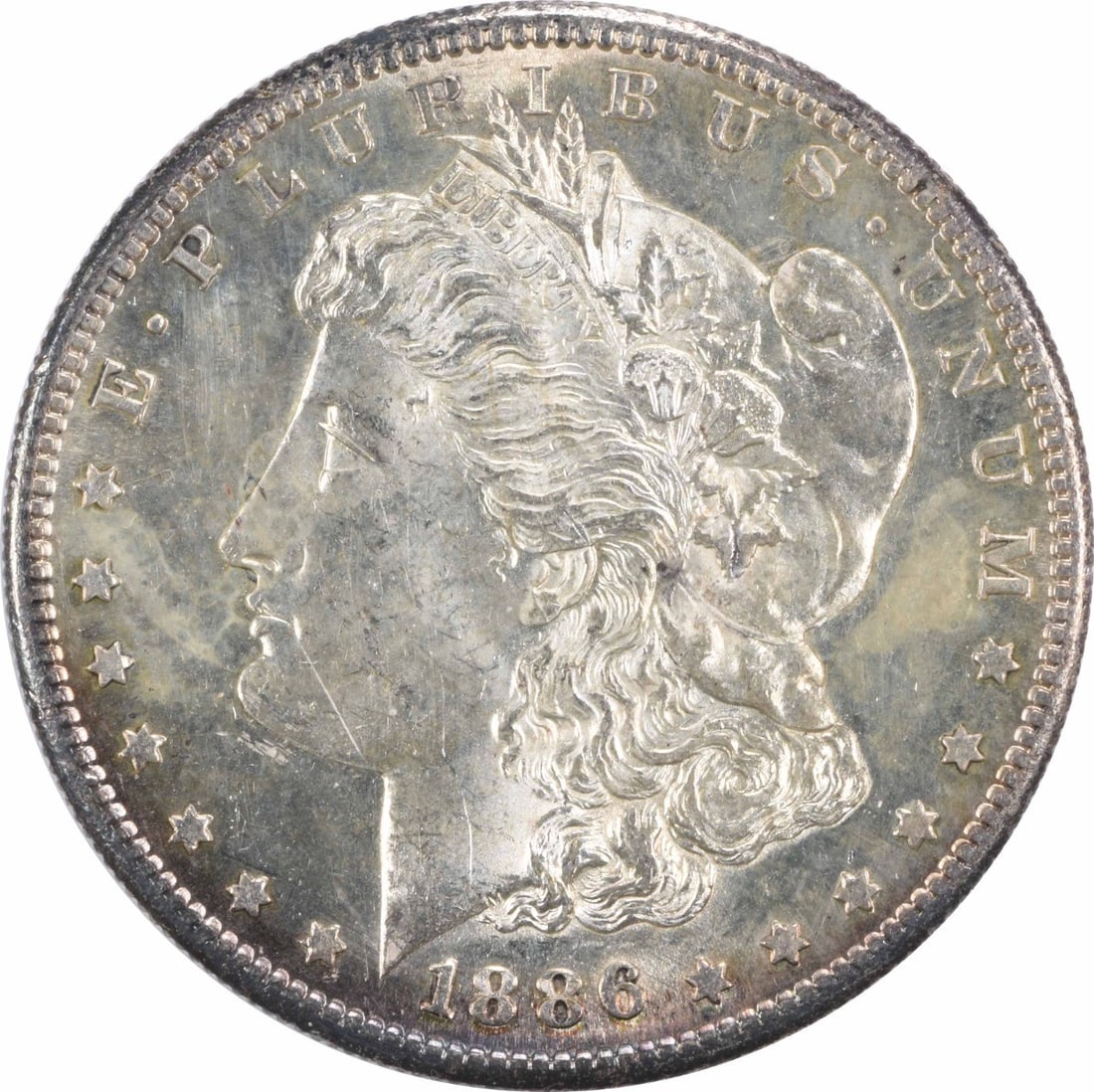 Uncirculated 1886 San Francisco Morgan Dollar Silver BU Uncertified: Uncirculated 1886 San Francisco Morgan Dollar Silver BU Uncertified This 1886-S Morgan Silver Dollar is an uncirculated coin from the United States, featuring brilliant uncirculated (BU) grade. It is 