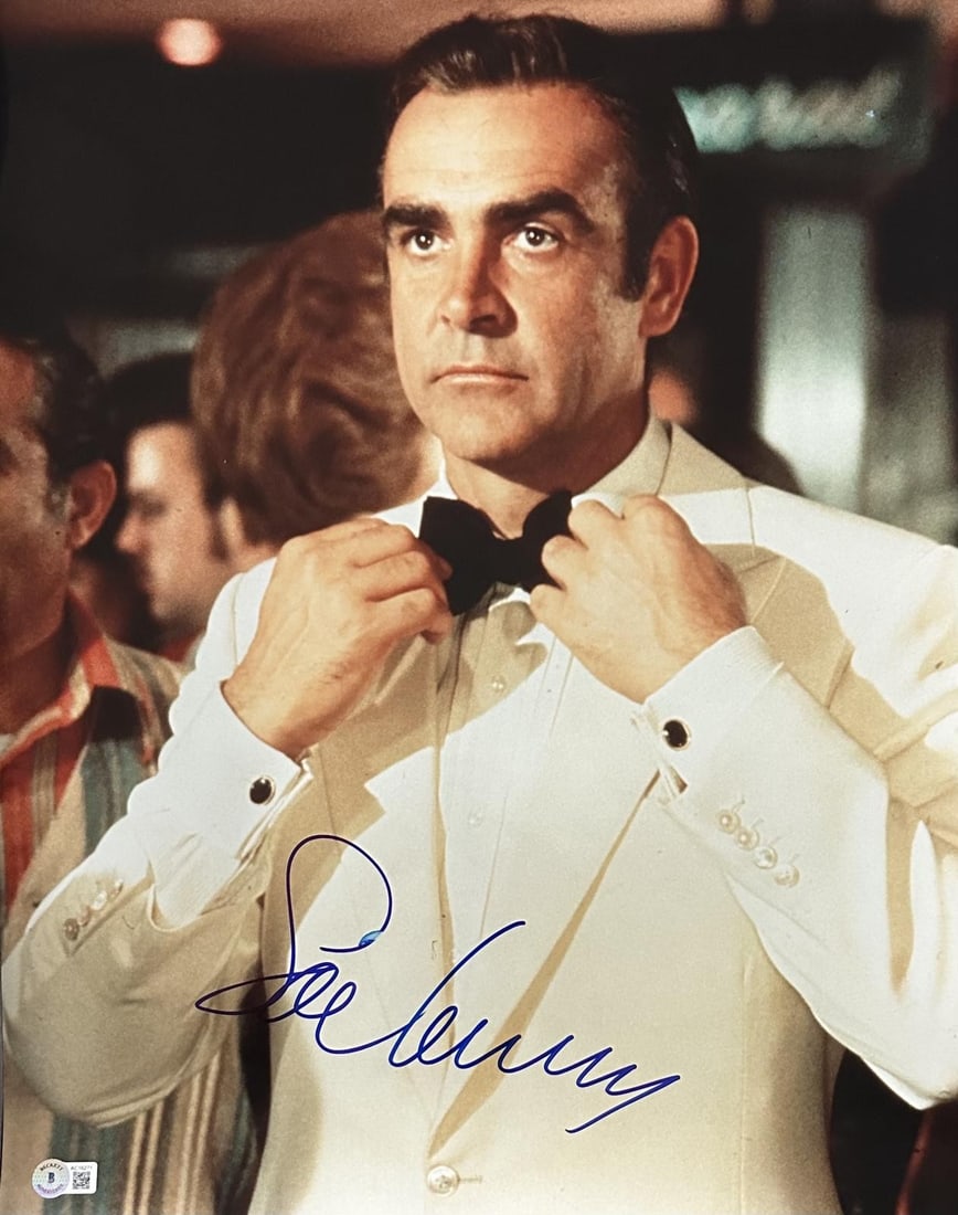 Beckett LOA Sean Connery autographed 16x20 James Bond photo: Beckett LOA Sean Connery autographed 16x20 James Bond photo A 16x20 color photograph from Sean Connery's role as James Bond, hand-signed by the legendary actor. The autograph was obtained in person an