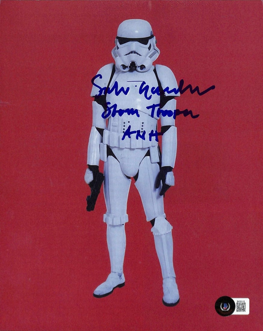 Salo Gardner Signed 8x10 Stormtrooper Photo with Beckett Authentication: Salo Gardner Signed 8x10 Stormtrooper Photo with Beckett Authentication This is an original 8x10 photograph signed by Salo Gardner, who portrayed a Stormtrooper in Star Wars: A New Hope. The autograph