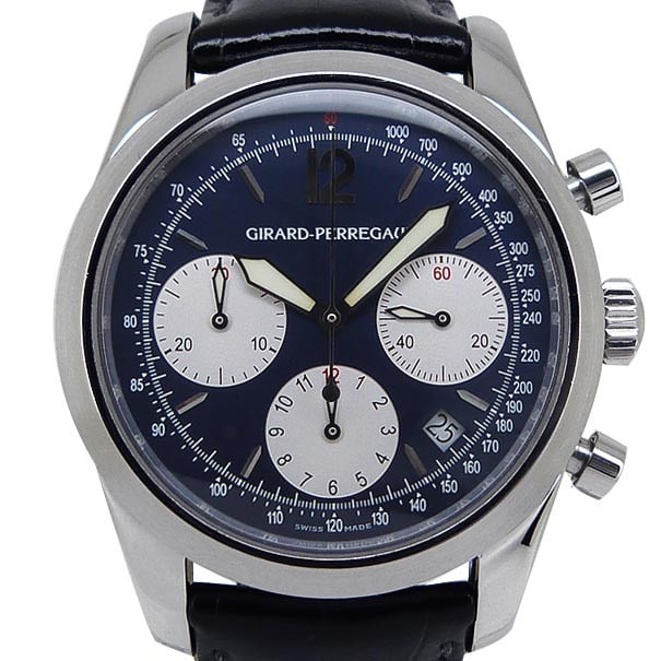 Girard Perregaux 4956 Blue Dial Automatic Chronograph Watch: Girard Perregaux 4956 Blue Dial Automatic Chronograph Watch This Girard Perregaux 4956 Sports Chronograph men's wristwatch features a stainless steel case with a blue dial and automatic movement. It o