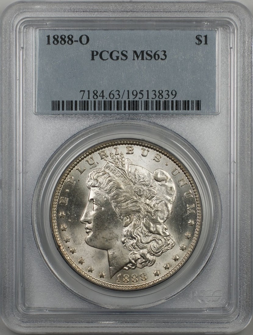 PCGS MS63 1888-O Morgan Silver Dollar: PCGS MS63 1888-O Morgan Silver Dollar This is an 1888-O Morgan Silver Dollar from the United States, featuring a grade of MS-63 as certified by PCGS. Minted in New Orleans, this uncirculated coin is c