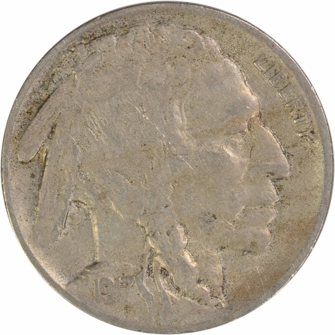 1917 Denver Mint Buffalo Nickel Extra Fine Uncertified US Coin: 1917 Denver Mint Buffalo Nickel Extra Fine Uncertified US Coin This is a 1917-D Buffalo Nickel from the Denver Mint, featuring the classic design by James Earle Fraser. The coin is circulated and grad