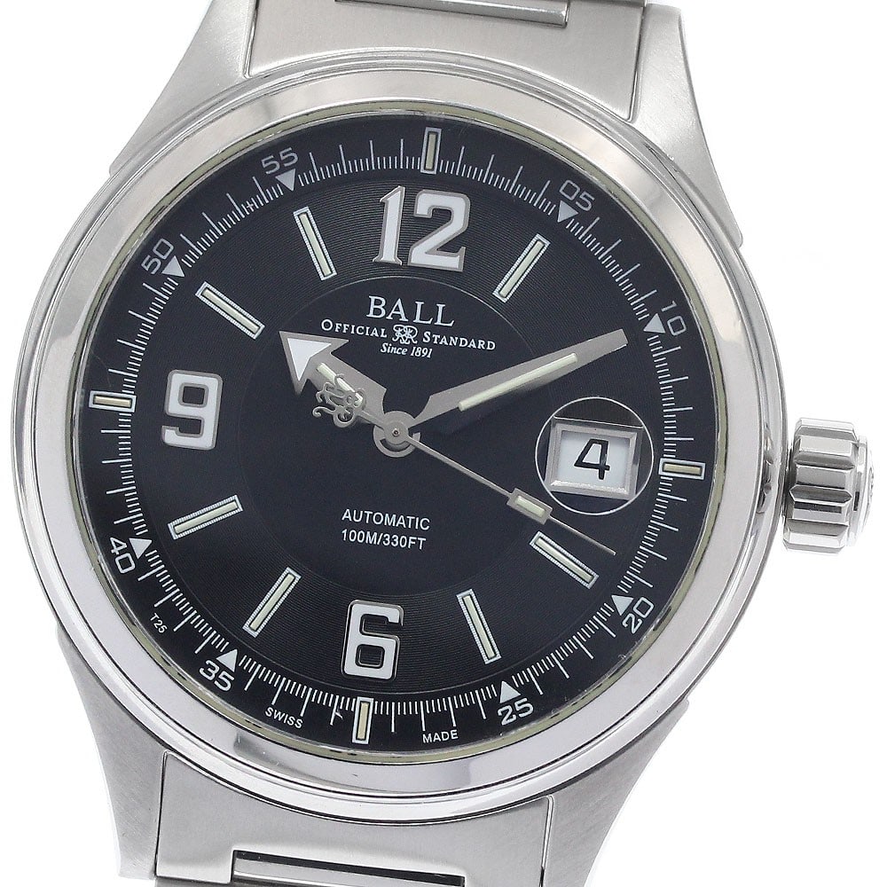 BALLWATCH Stokeman Racer Date Automatic Men's Stainless Steel Watch: BALLWATCH Stokeman Racer Date Automatic Men's Stainless Steel Watch This BALLWATCH Stokeman Racer Date men's wristwatch features a stainless steel case and bracelet with a black dial. The automatic mo