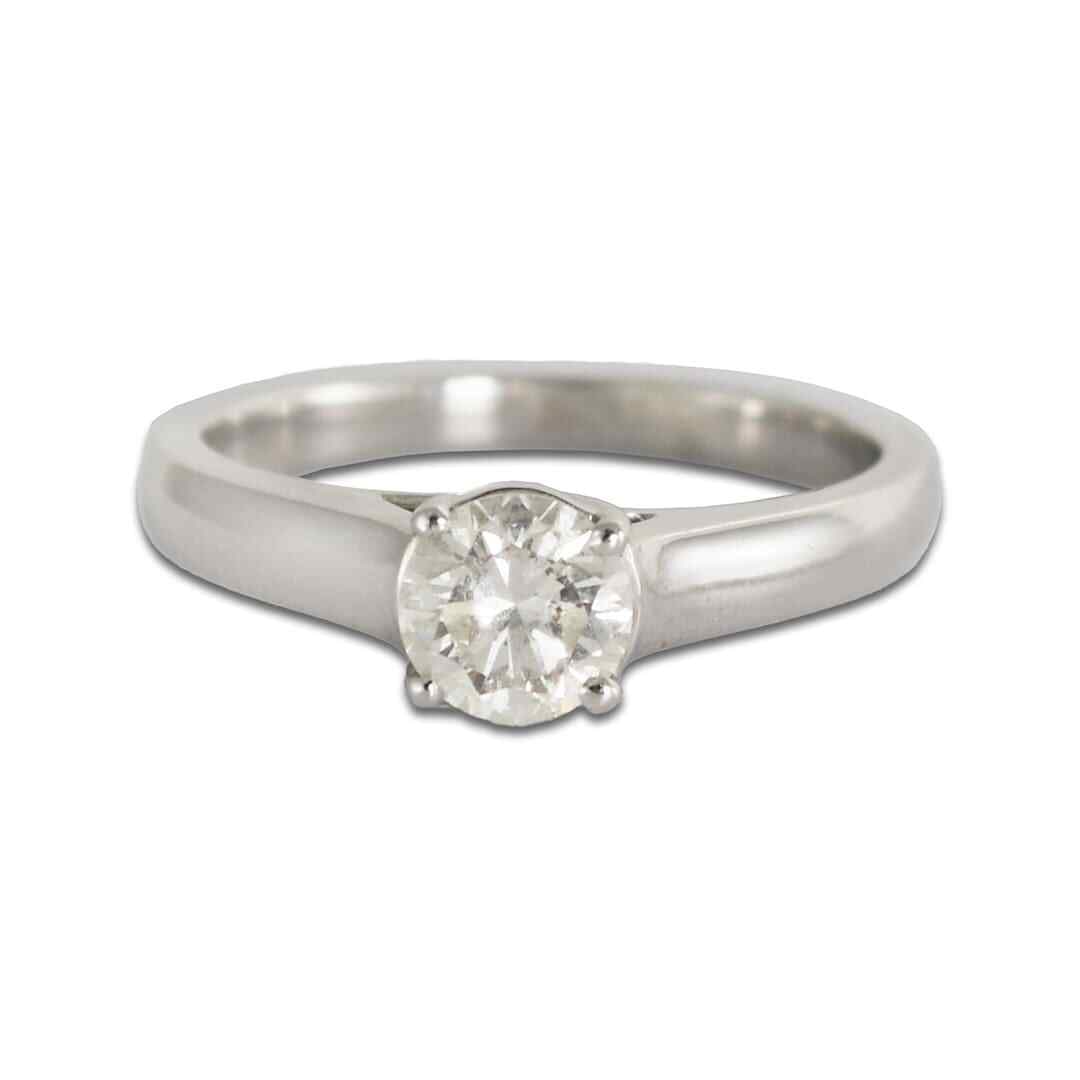 EGL Certified 14K White Gold Solitaire Diamond Ring 1.05ct: EGL Certified 14K White Gold Solitaire Diamond Ring 1.05ct This elegant solitaire ring features a 1.05 carat round brilliant cut diamond set in 14k white gold. The diamond has a G color grade, SI1 cla
