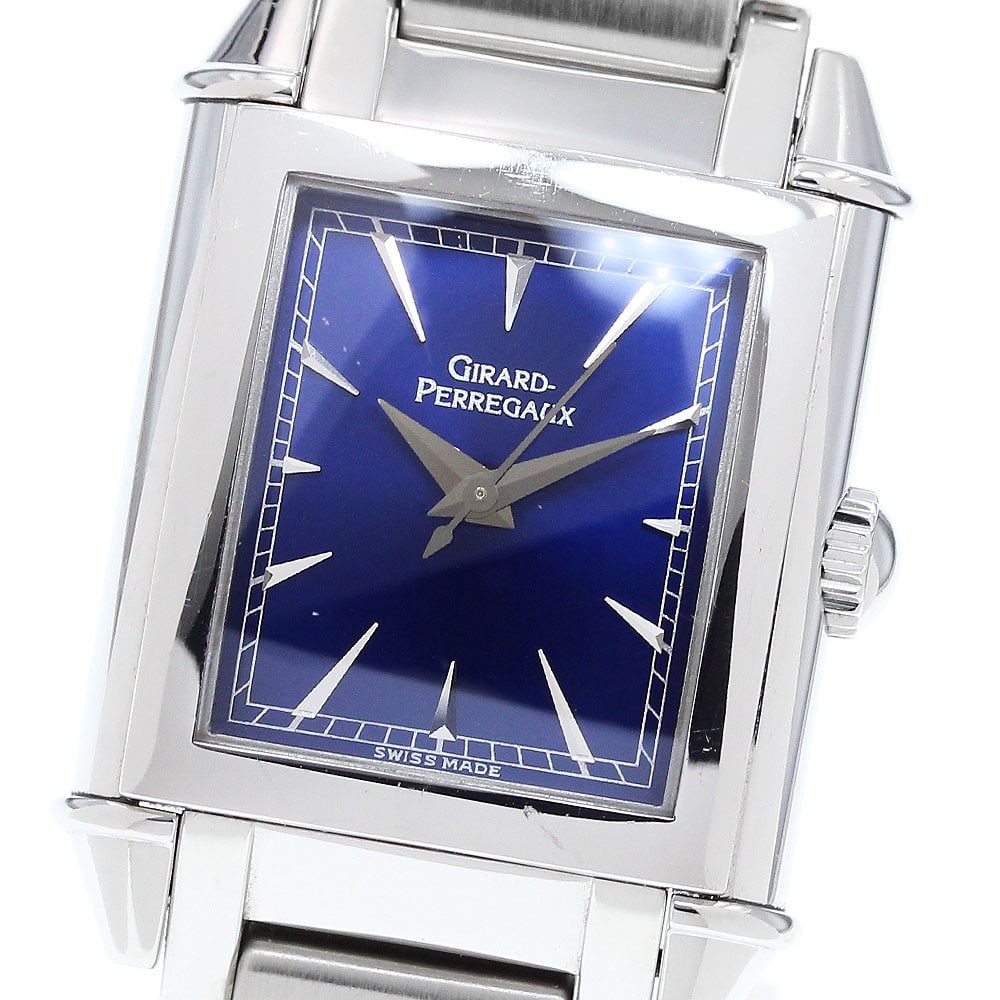 Girard Perregaux Vintage Ladies Stainless Steel Manual Wind Watch 2590 Blue Dial: Girard Perregaux Vintage Ladies Stainless Steel Manual Wind Watch 2590 Blue Dial This Girard Perregaux 2590 vintage women's wristwatch features a stainless steel case and bracelet with a striking blue