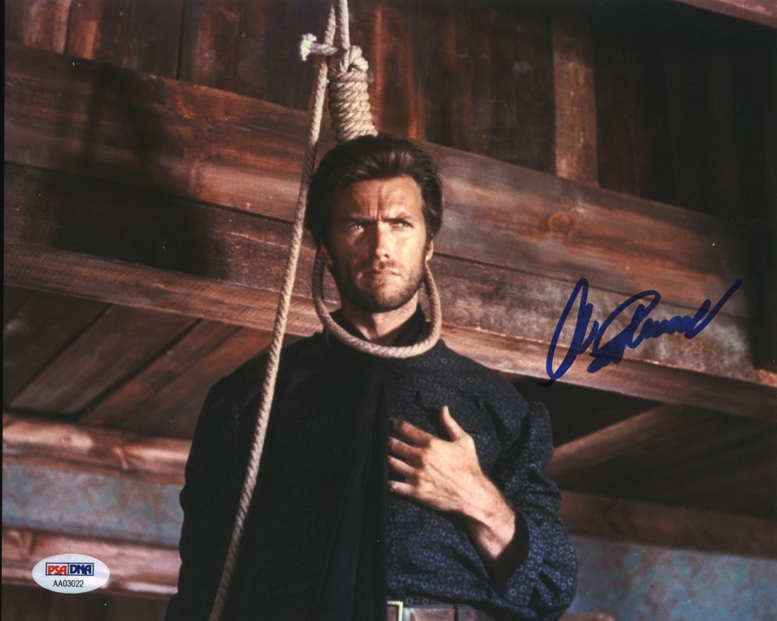 Clint Eastwood Signed 8x10 Photo Gem Mint 10 BAS PSA: Clint Eastwood Signed 8x10 Photo Gem Mint 10 BAS PSA This autographed 8x10 photo features Clint Eastwood, personally signed and graded Gem Mint 10. It celebrates his iconic role in 'The Good, the Bad 