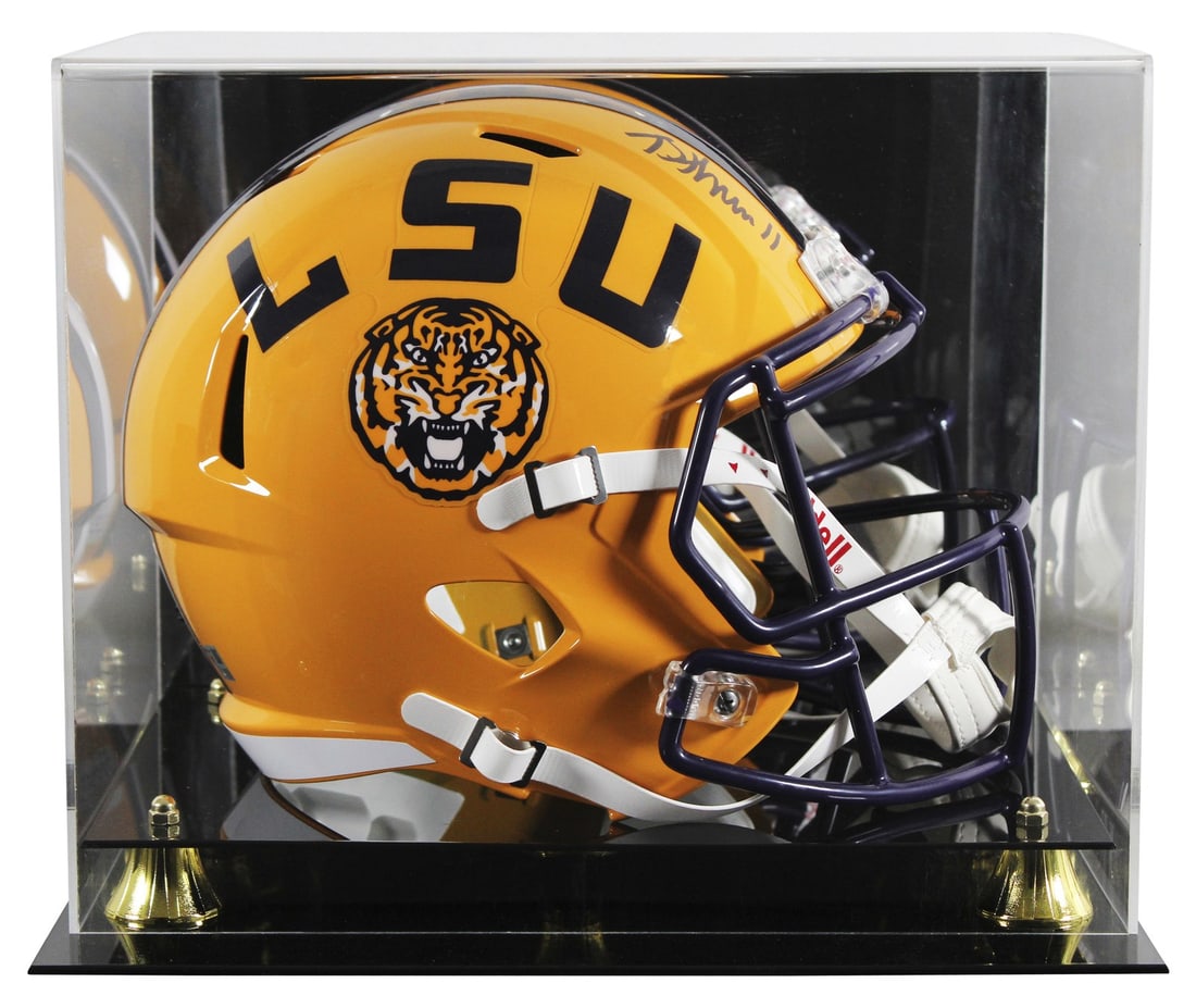 LSU Brian Thomas Jr. Autographed Full Size Speed Helmet with Case: LSU Brian Thomas Jr. Autographed Full Size Speed Helmet with Case This autographed Riddell full-size Speed replica helmet features the signature of Brian Thomas Jr., a player for the Louisiana State T