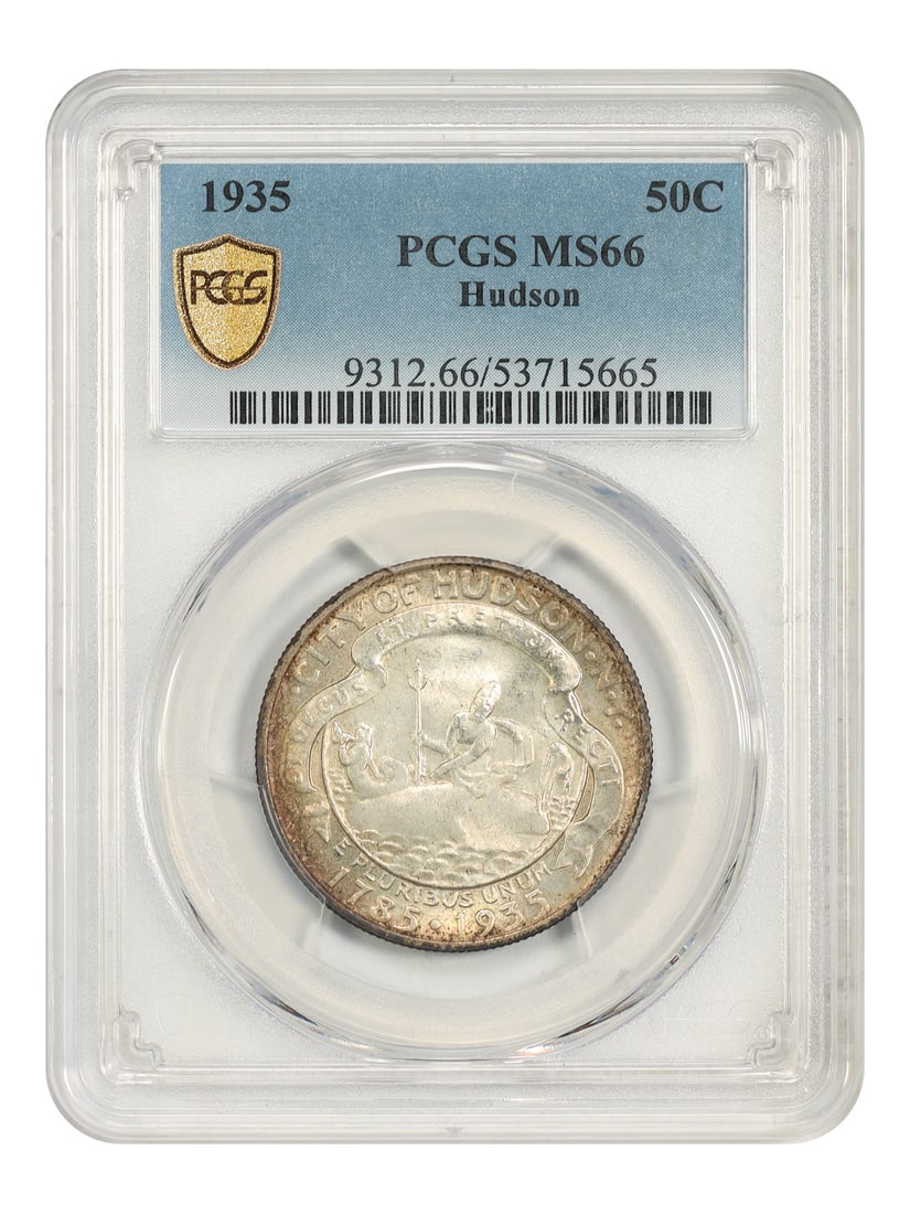 PCGS MS66 1935 Hudson 50C Silver Commemorative Half Dollar: PCGS MS66 1935 Hudson 50C Silver Commemorative Half Dollar 1935 50C Hudson Classic Silver Commemorative is an uncirculated Philadelphia issue certified by PCGS as MS66. This single-year commemorative 