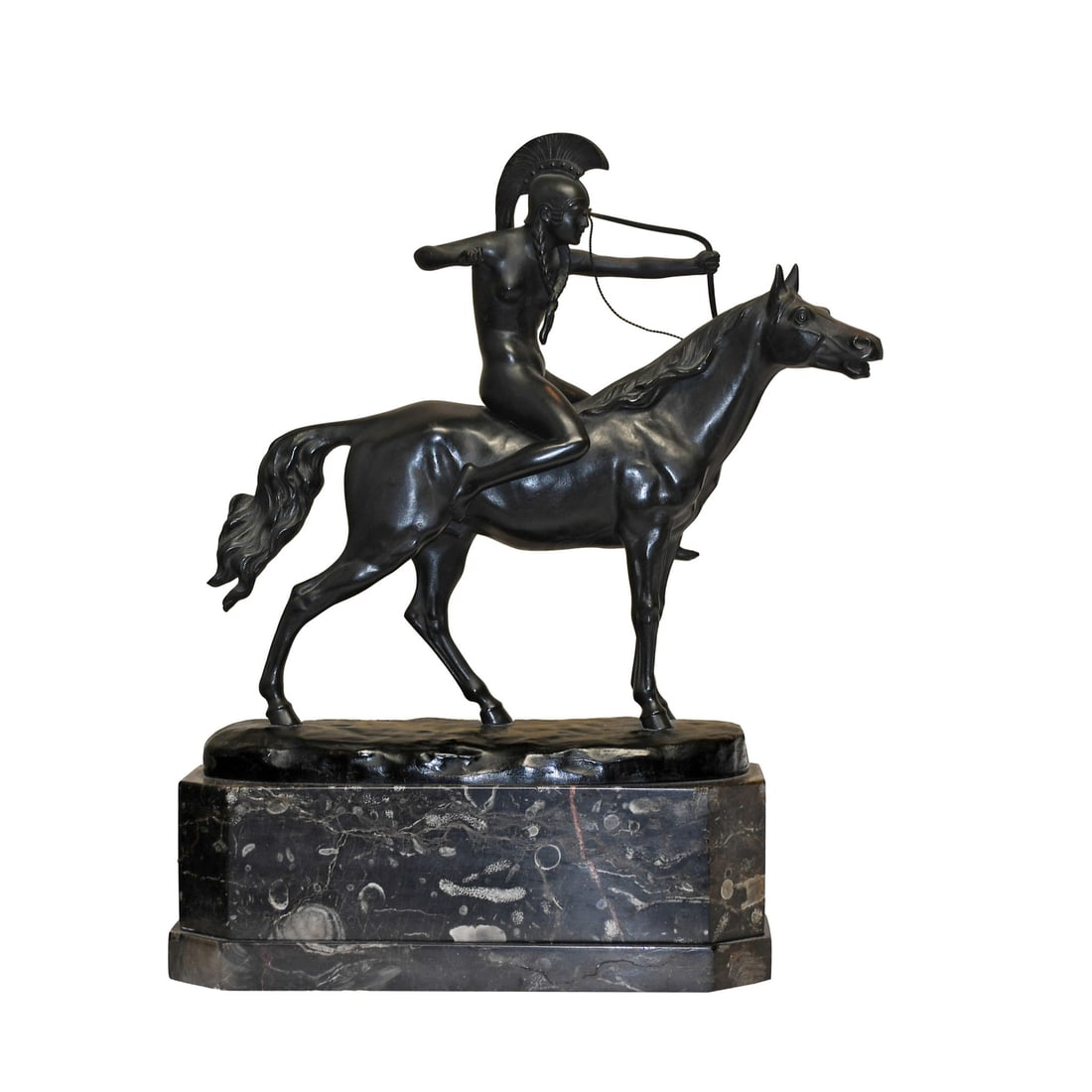 Otto Poertzel Signed Bronze Marble Amazon Rider Statue (1 of 10)
