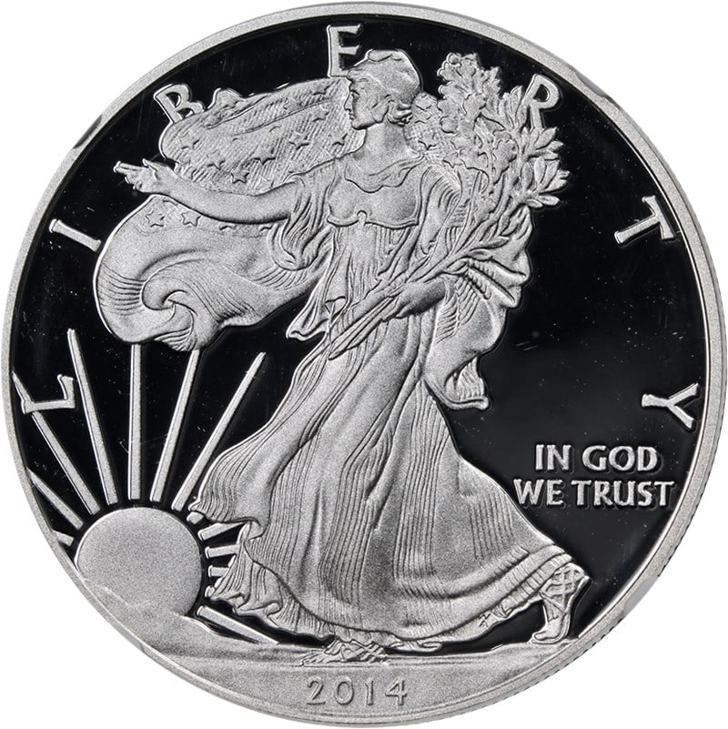 2014-W Silver American Eagle $1 NGC PF70 Ultra Cameo First Release: 2014-W Silver American Eagle $1 NGC PF70 Ultra Cameo First Release This 2014-W Silver American Eagle $1 coin is certified by NGC with an impressive PF70 Ultra Cameo grade. It features exceptional eye 