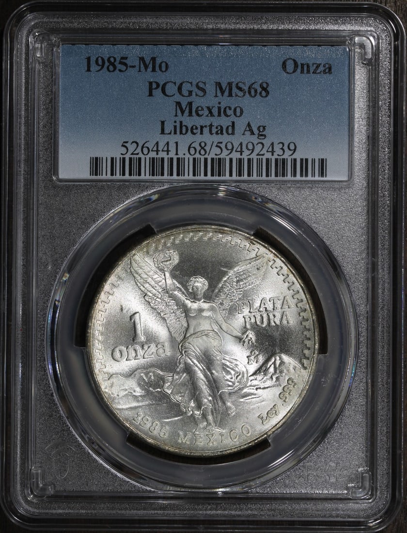 Mexico 1985-Mo 1 oz Silver Libertad Onza PCGS MS68 Coin (1 of 2)