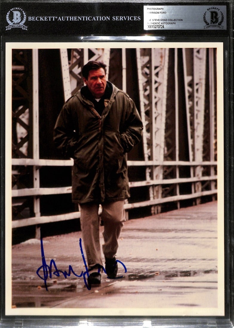 Harrison Ford Signed 8x10 Photo The Fugitive Beckett Authenticated: Harrison Ford Signed 8x10 Photo The Fugitive Beckett Authenticated This 8x10 photograph features a vintage autograph from Harrison Ford, a Hollywood icon celebrated for his roles in Star Wars and Indi