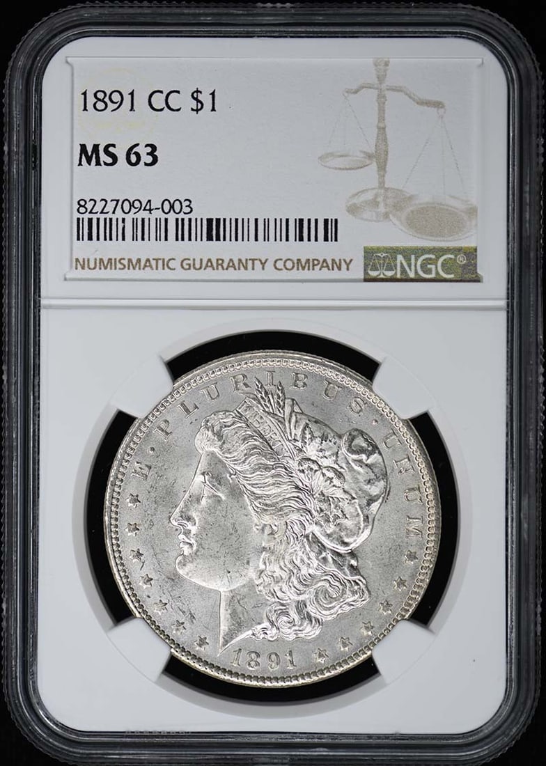 1891-CC Morgan Dollar NGC MS63 Uncirculated Coin: 1891-CC Morgan Dollar NGC MS63 Uncirculated Coin This stunning 1891-CC Morgan Dollar is graded MS63 by NGC, signifying its uncirculated condition and impressive quality. Minted in Carson City, this hi