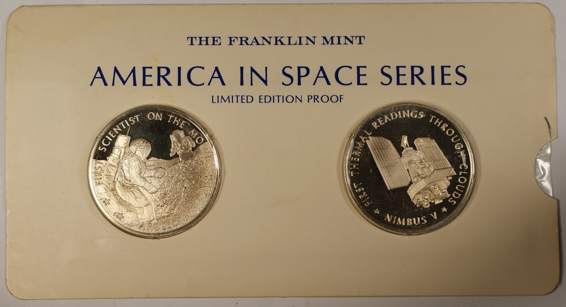 America in Space Apollo XVII NIMBUS V sterling silver proof medals (1 of 2)