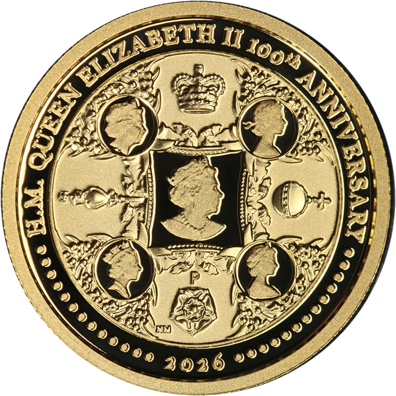 2026 Australia 1 4 Ounce Gold Queen Elizabeth II 100th Anniversary Coin: 2026 Australia 1 4 Ounce Gold Queen Elizabeth II 100th Anniversary Coin This 2026 Australia 1/4 Ounce Gold $25 coin commemorates the 100th anniversary of Queen Elizabeth II. Struck in 0.999 fine gold 