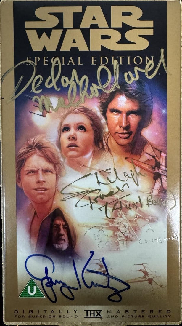 Beckett LOA Star Wars A New Hope VHS cover signed by 4: Beckett LOA Star Wars A New Hope VHS cover signed by 4 This is a Star Wars: A New Hope Special Edition VHS cover, hand-signed by key contributors to the original film. The signatures include producer 