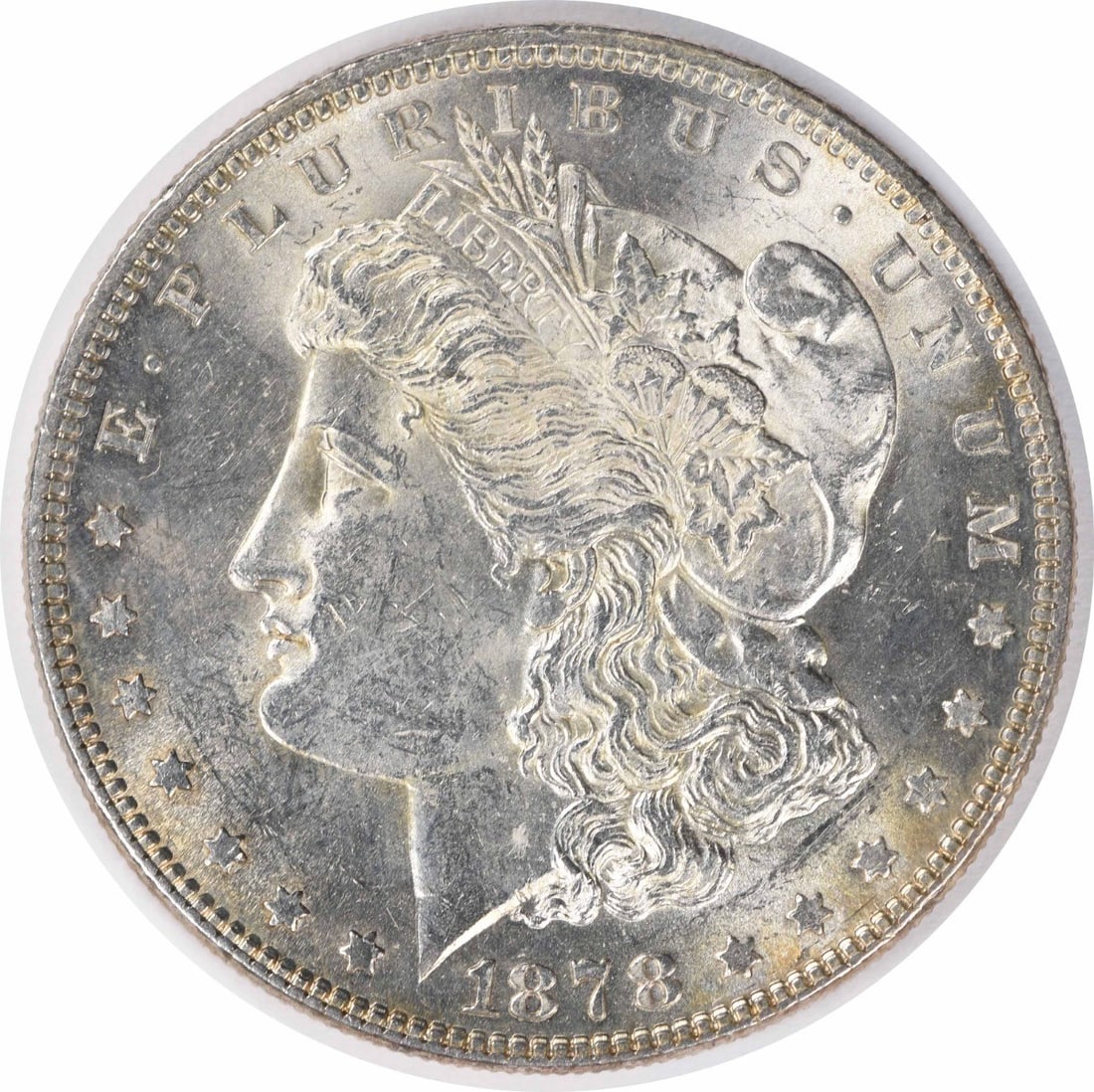 Uncirculated 1878 Morgan Dollar Silver Coin 7 Tail Feathers Reverse 1879 Type: Uncirculated 1878 Morgan Dollar Silver Coin 7 Tail Feathers Reverse 1879 Type This 1878 Morgan Silver Dollar features the 7 Tail Feathers Reverse of 1879. It is an uncirculated, uncertified coin compo