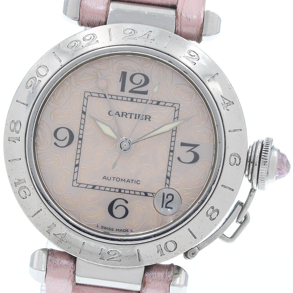 Cartier W3107099 Pasha C Meridian GMT Ladies Automatic Watch Pink Dial: Cartier W3107099 Pasha C Meridian GMT Ladies Automatic Watch Pink Dial Cartier Pasha C Meridian GMT automatic wristwatch for women with a pink dial. This pre-owned Swiss-made watch is identified by re