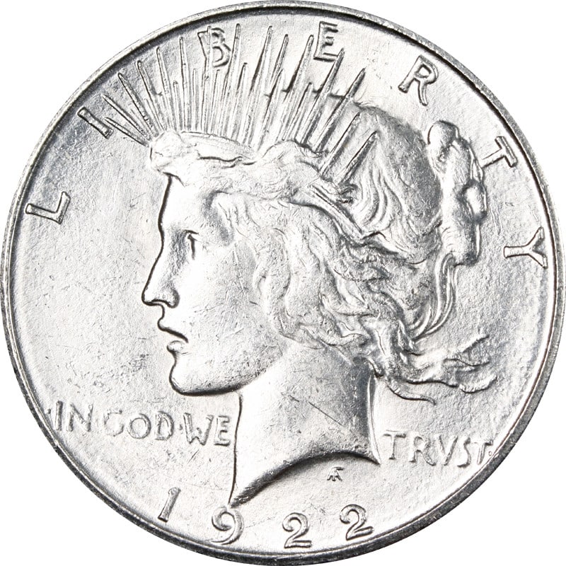 1922 San Francisco Mint Peace Silver Dollar Coin: 1922 San Francisco Mint Peace Silver Dollar Coin This 1922-S Peace Dollar is a circulated coin composed of silver with a fineness of 0.9. Minted in San Francisco, it originates from the United States 