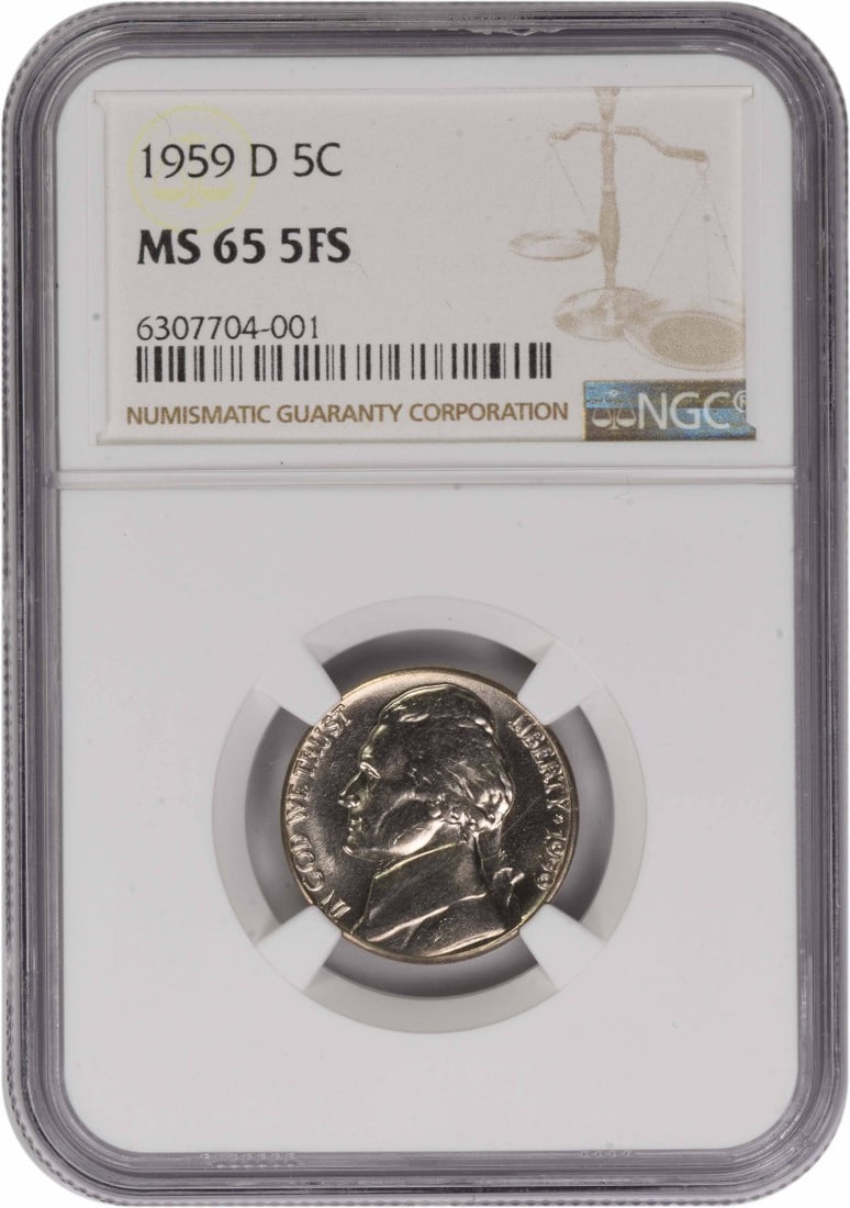 NGC MS65 1959 Denver Jefferson Nickel Five Full Steps (1 of 2)