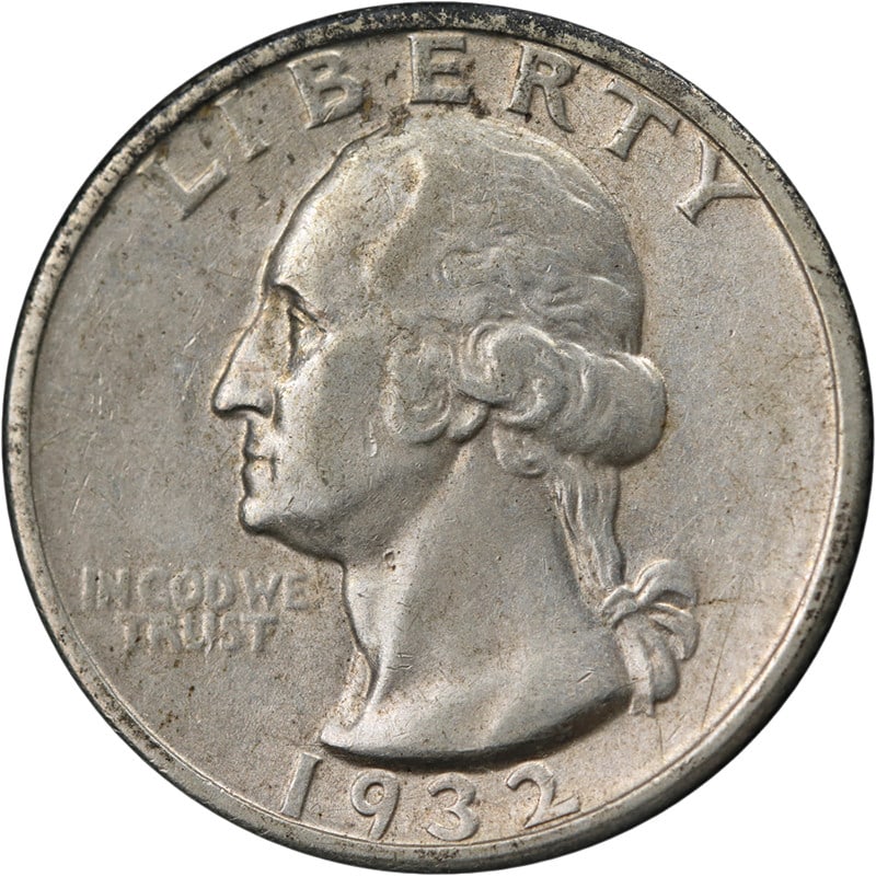 1932-S Silver Washington Quarter AU BU Nice Strike: 1932-S Silver Washington Quarter AU BU Nice Strike This 1932-S Washington Quarter features attractive eye appeal and a strong strike, with great color and well-preserved surfaces. The coin is in AU/BU