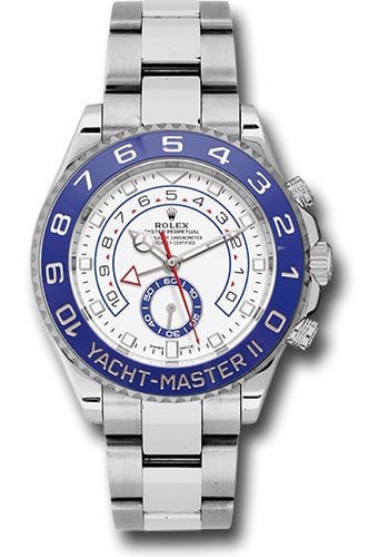Rolex 116680 Yacht-Master II mens watch white dial Oyster bracelet: Rolex 116680 Yacht-Master II mens watch white dial Oyster bracelet Rolex Yacht-Master II wristwatch featuring a matt white dial, rotating bezel, and Oyster bracelet. This men's watch is reference 1166