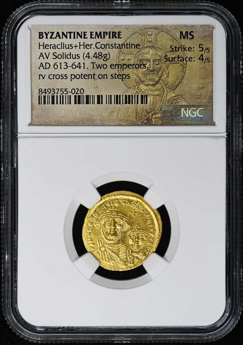 NGC MS Graded AV Solidus of Heraclius and Heraclius Constantine (1 of 4)