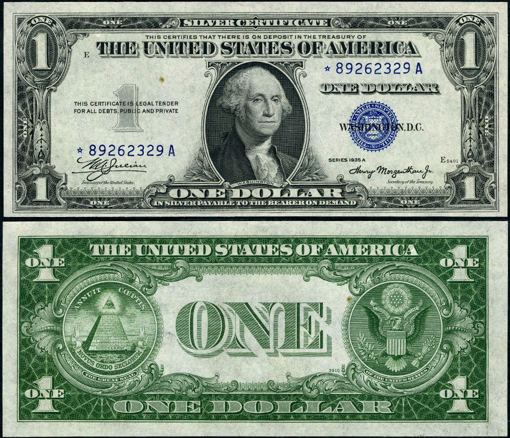1935-A $1 Silver Certificate FR. 1608* Non-Mule Choice CU Star Note: 1935-A $1 Silver Certificate FR. 1608* Non-Mule Choice CU Star Note This $1 Silver Certificate from 1935-A (FR. 1608*) is a remarkable piece for collectors. It is classified as Uncirculated and graded