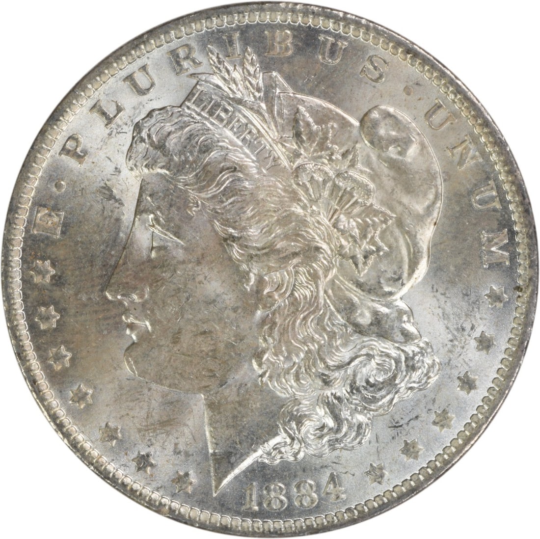 Choice BU 1884 O Morgan Dollar Silver Uncertified US Coin: Choice BU 1884 O Morgan Dollar Silver Uncertified US Coin This 1884-O Morgan Silver Dollar is an uncirculated coin in Choice BU condition. Minted in New Orleans, it features the classic Morgan design 