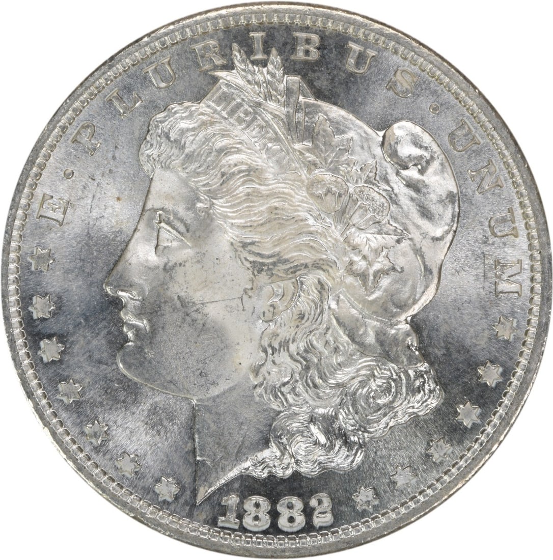 Choice BU 1882 S Morgan Dollar Uncirculated Silver Coin Uncertified: Choice BU 1882 S Morgan Dollar Uncirculated Silver Coin Uncertified This 1882-S Morgan Silver Dollar is a Choice Brilliant Uncirculated (BU) coin from the San Francisco Mint. Composed of silver, this 