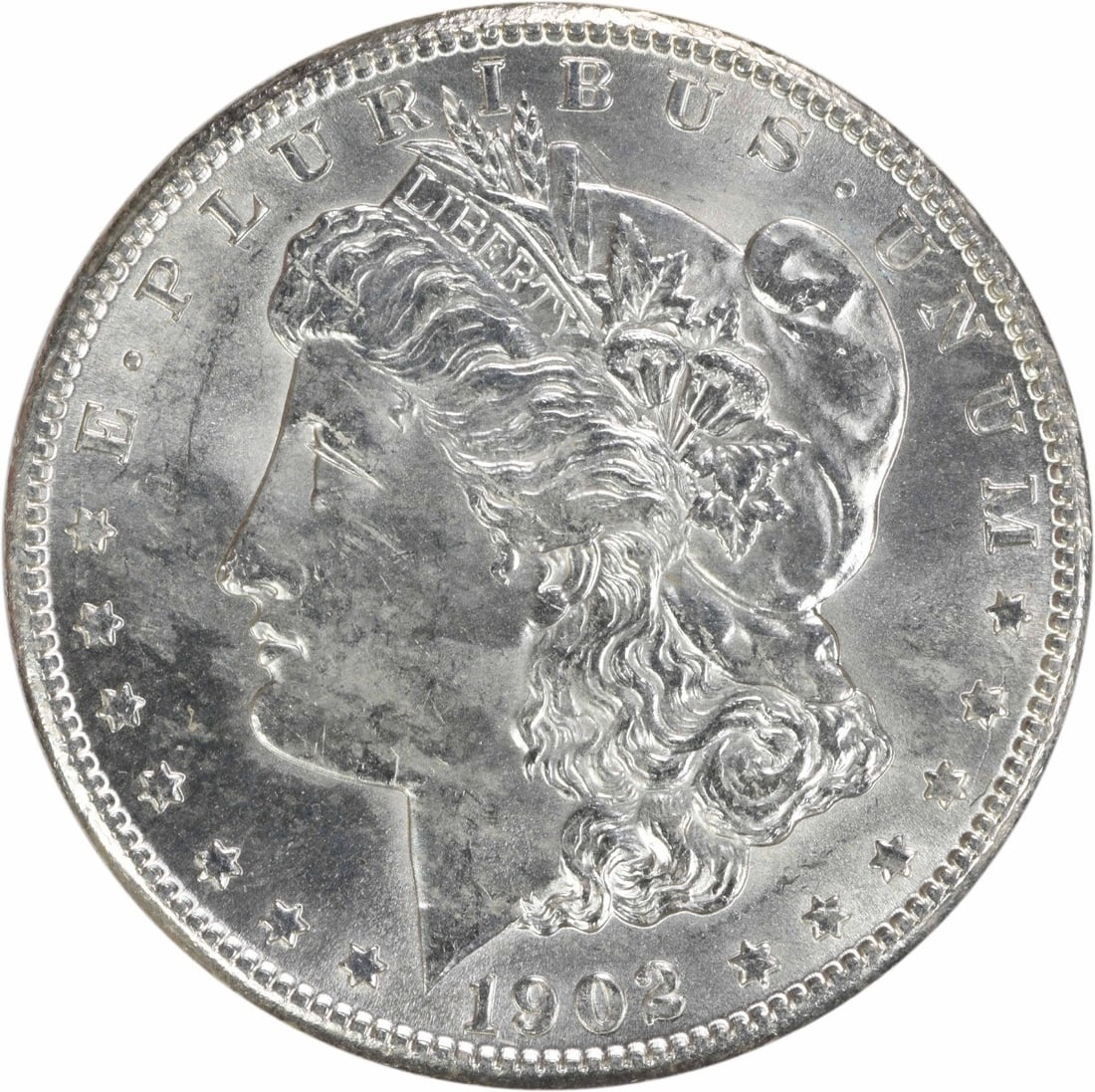 Uncertified 1902-O Morgan Silver Dollar Choice Brilliant Uncirculated: Uncertified 1902-O Morgan Silver Dollar Choice Brilliant Uncirculated This is a 1902-O Morgan Silver Dollar from the United States, featuring a Choice Brilliant Uncirculated (BU) grade. The coin is un